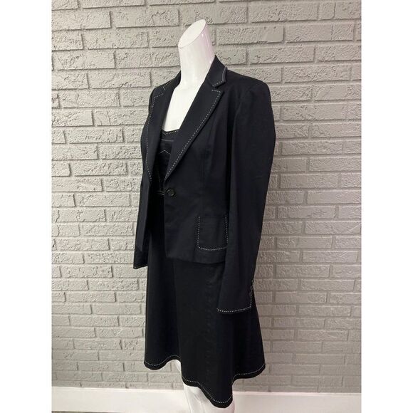 Gianni Bini Women Black With Contrast Stitching Dress & Jacket Set Size S - Picture 10 of 12